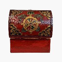 Buddhist Wooden Box, Tibetan Style With Traditional Colors