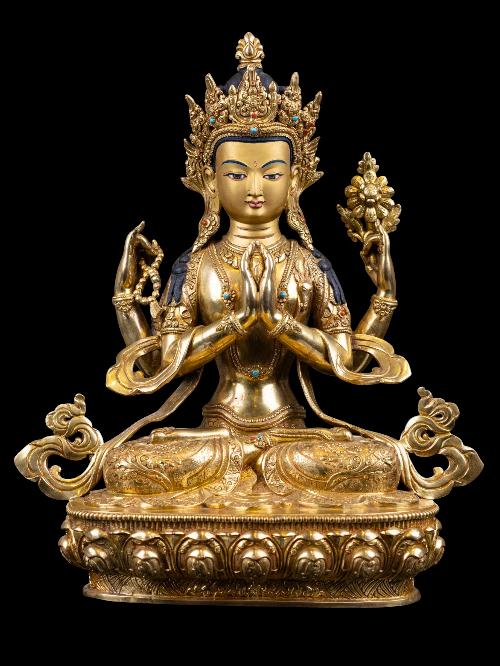 [chenrezig], Buddhist Handmade Statue, [full Gold Plated], [face Painted] And [high Quality]