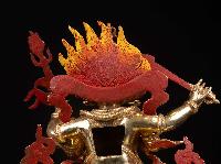 [mahakala Four Arms], Buddhist Handmade Statue, [full Gold Plated], [face Painted] And [high Quality]