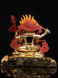 [mahakala Four Arms], Buddhist Handmade Statue, [full Gold Plated], [face Painted] And [high Quality]