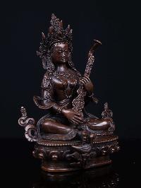 [saraswati], Buddhist Handmade Statue, [chocolate Oxidized], High Quality