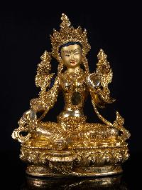 [green Tara], Buddhist Handmade Statue, [full Gold Plated], [face Painted] And [high Quality]