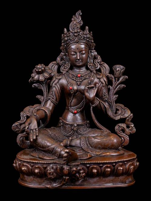 [green Tara], Buddhist Handmade Statue, [chocolate Oxidized], High Quality