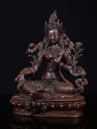 [green Tara], Buddhist Handmade Statue, [chocolate Oxidized], High Quality