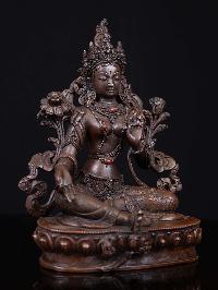 [green Tara], Buddhist Handmade Statue, [chocolate Oxidized], High Quality