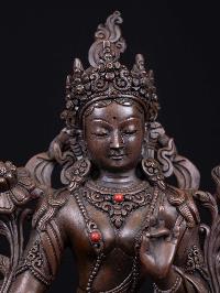 [green Tara], Buddhist Handmade Statue, [chocolate Oxidized], High Quality