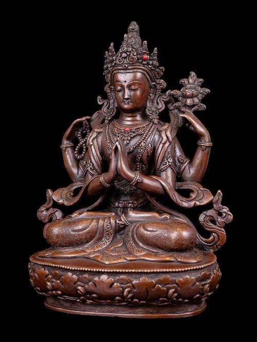 [chenrezig], Buddhist Handmade Statue, [chocolate Oxidized], High Quality