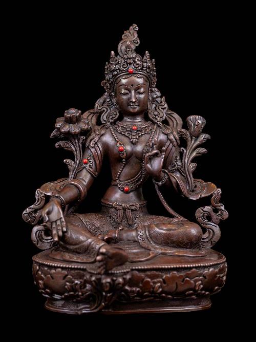 [green Tara], Buddhist Handmade Statue, [chocolate Oxidized], High Quality