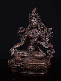 [green Tara], Buddhist Handmade Statue, [chocolate Oxidized], High Quality