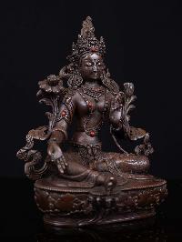 [green Tara], Buddhist Handmade Statue, [chocolate Oxidized], High Quality