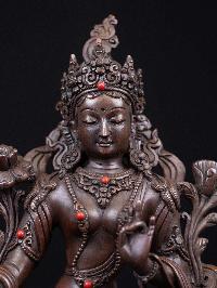 [green Tara], Buddhist Handmade Statue, [chocolate Oxidized], High Quality