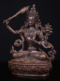 [manjushri], Buddhist Handmade Statue, [chocolate Oxidized], High Quality