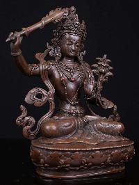 [manjushri], Buddhist Handmade Statue, [chocolate Oxidized], High Quality