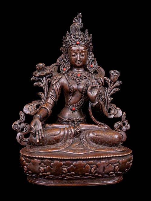 [white Tara], Buddhist Handmade Statue, [chocolate Oxidized], High Quality