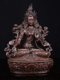 [white Tara], Buddhist Handmade Statue, [chocolate Oxidized], High Quality