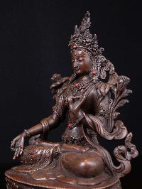 [white Tara], Buddhist Handmade Statue, [chocolate Oxidized], High Quality