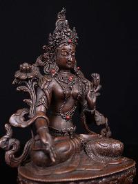 [white Tara], Buddhist Handmade Statue, [chocolate Oxidized], High Quality