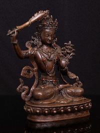 [manjushri], Buddhist Handmade Statue, [chocolate Oxidized], High Quality