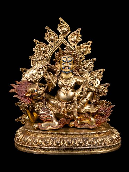 yellow Jambhala, Buddhist Handmade Statue, full Gold Plated, face Painted And high Quality