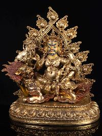 [yellow Jambhala], Buddhist Handmade Statue, [full Gold Plated], [face Painted] And [high Quality]