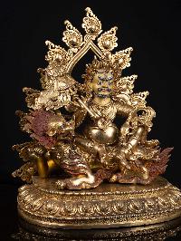 [yellow Jambhala], Buddhist Handmade Statue, [full Gold Plated], [face Painted] And [high Quality]