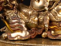 [yellow Jambhala], Buddhist Handmade Statue, [full Gold Plated], [face Painted] And [high Quality]