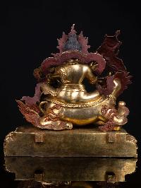 [yellow Jambhala], Buddhist Handmade Statue, [full Gold Plated], [face Painted] And [high Quality]