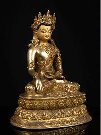 [crown Shakyamuni Buddha], Buddhist Handmade Statue, [full Gold Plated], [face Painted] And [high Quality]