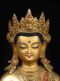 [crown Shakyamuni Buddha], Buddhist Handmade Statue, [full Gold Plated], [face Painted] And [high Quality]