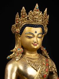 [crown Shakyamuni Buddha], Buddhist Handmade Statue, [full Gold Plated], [face Painted] And [high Quality]