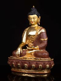 [shakyamuni Buddha], Buddhist Handmade Statue, [half Gold Plated], And [face Painted] 