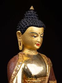 [shakyamuni Buddha], Buddhist Handmade Statue, [half Gold Plated], And [face Painted] 