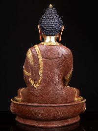 [shakyamuni Buddha], Buddhist Handmade Statue, [half Gold Plated], And [face Painted] 