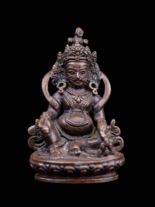 [yellow Jambhala], Buddhist Miniature Statue, [chocolate Oxidized]