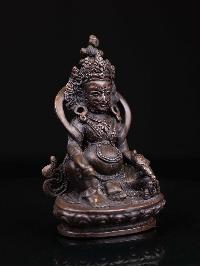 [yellow Jambhala], Buddhist Miniature Statue, [chocolate Oxidized]