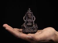 [yellow Jambhala], Buddhist Miniature Statue, [chocolate Oxidized]