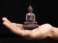 [amitabha Buddha], Buddhist Miniature Statue, [chocolate Oxidized]