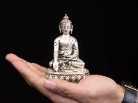 [shakyamuni Buddha], Buddhist Miniature Statue, [silver Oxidized]