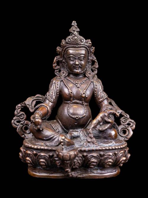 [yellow Jambhala], Buddhist Miniature Statue, [chocolate Oxidized]