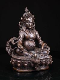 [yellow Jambhala], Buddhist Miniature Statue, [chocolate Oxidized]