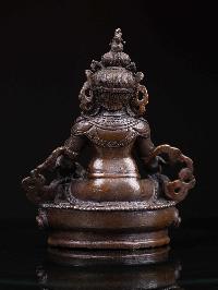 [yellow Jambhala], Buddhist Miniature Statue, [chocolate Oxidized]