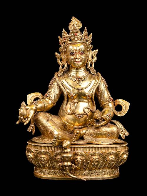 yellow Jambhala, Buddhist Handmade Statue, full Gold Plated, face Painted And high Quality