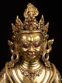 [yellow Jambhala], Buddhist Handmade Statue, [full Gold Plated], [face Painted] And [high Quality]