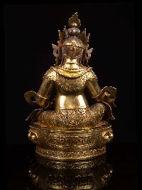 [yellow Jambhala], Buddhist Handmade Statue, [full Gold Plated], [face Painted] And [high Quality]