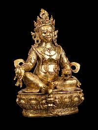 [yellow Jambhala], Buddhist Handmade Statue, [full Gold Plated], [face Painted] And [high Quality]