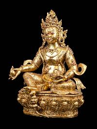 [yellow Jambhala], Buddhist Handmade Statue, [full Gold Plated], [face Painted] And [high Quality]