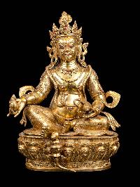 [yellow Jambhala], Buddhist Handmade Statue, [full Gold Plated], [face Painted] And [high Quality]