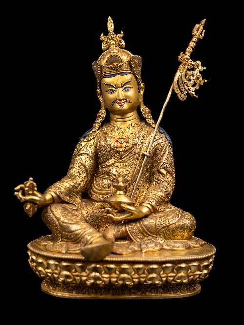 [padmasambhava], Buddhist Handmade Statue, [full Gold Plated], [face Painted] And [high Quality]