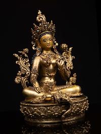 [green Tara], Buddhist Handmade Statue, [full Gold Plated], [face Painted] And [high Quality]