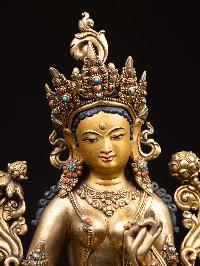 [green Tara], Buddhist Handmade Statue, [full Gold Plated], [face Painted] And [high Quality]